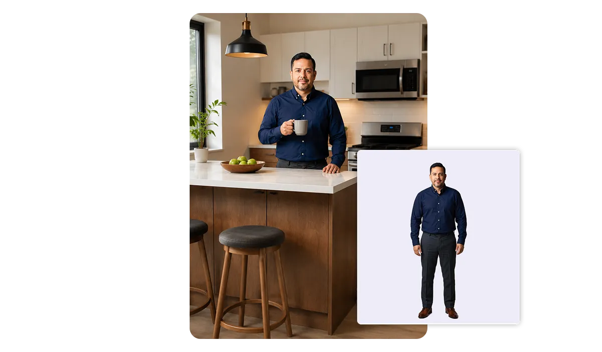 Full-screen AI avatar presenter created with Visla Advanced Avatar